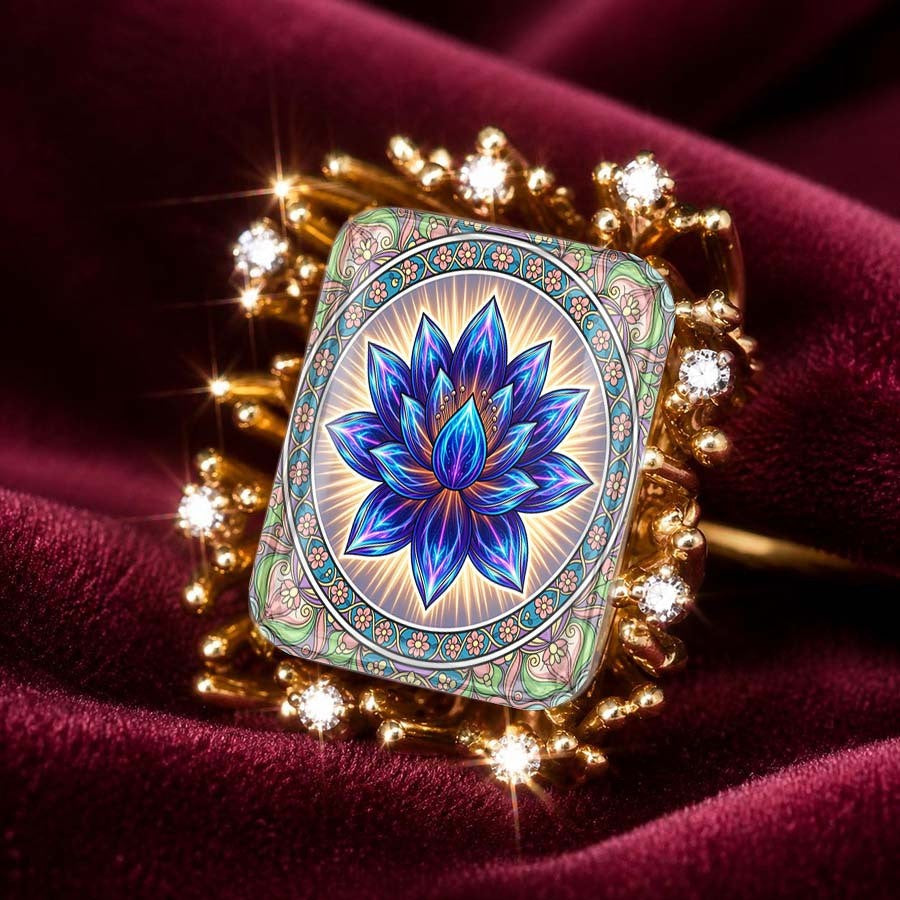 Blue Lotus Sunburst Statement Ring