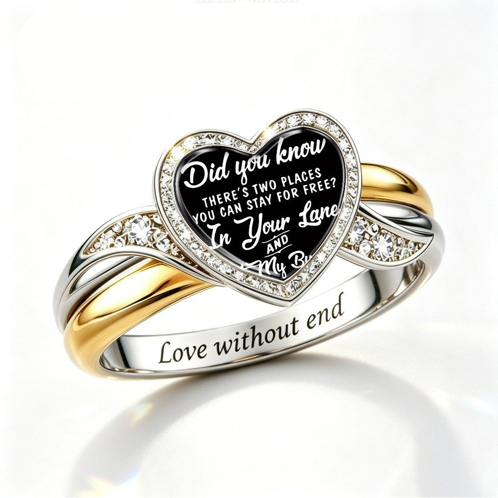 Two-Tone Message Heart Ring