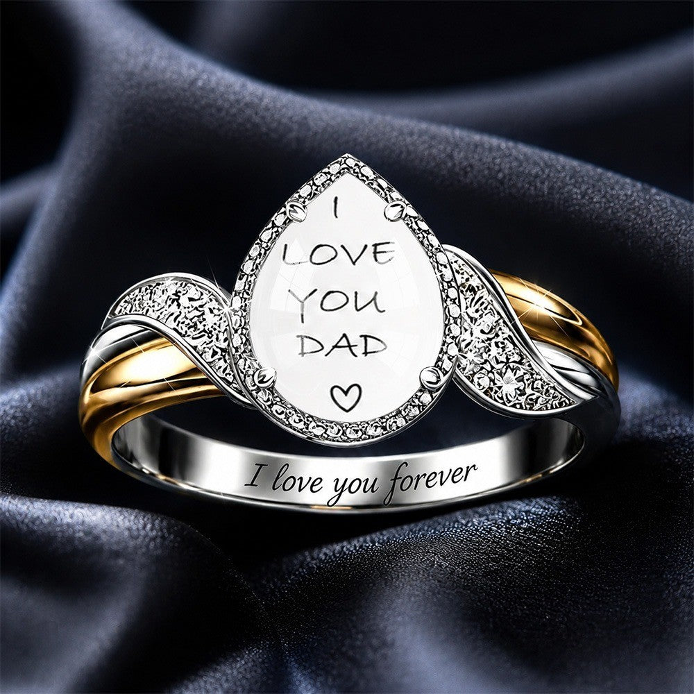 I Love You Dad Teardrop Ring
