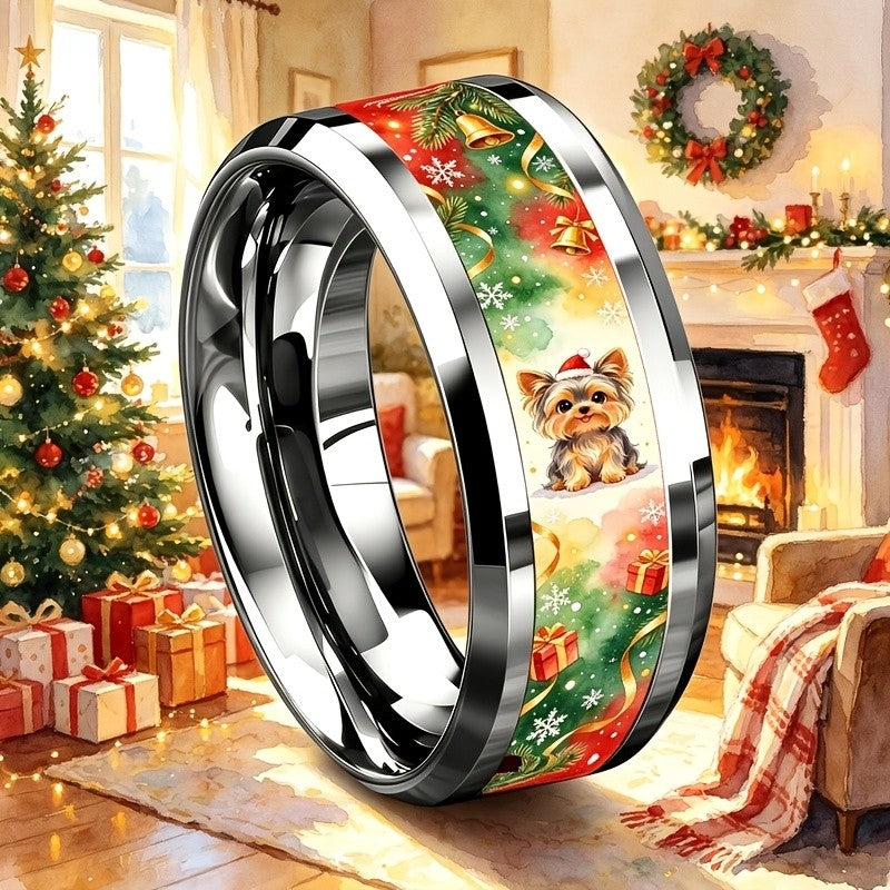 Yorkie Puppy Holiday Ring