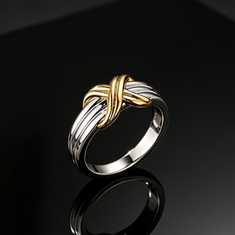 Two-Tone Intertwined Knot Ring