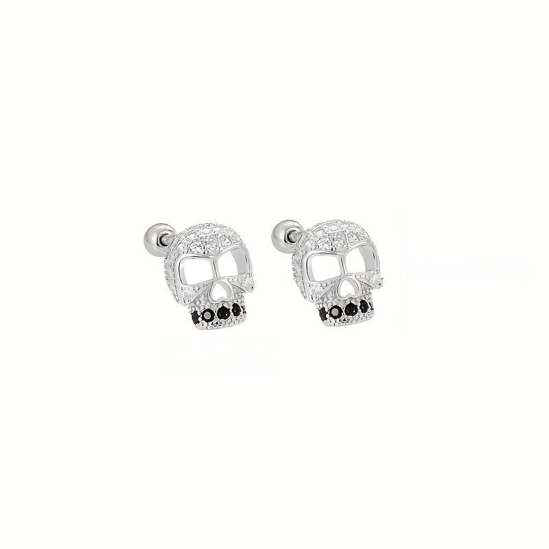 Zircon Crystal Skull Stud Earrings