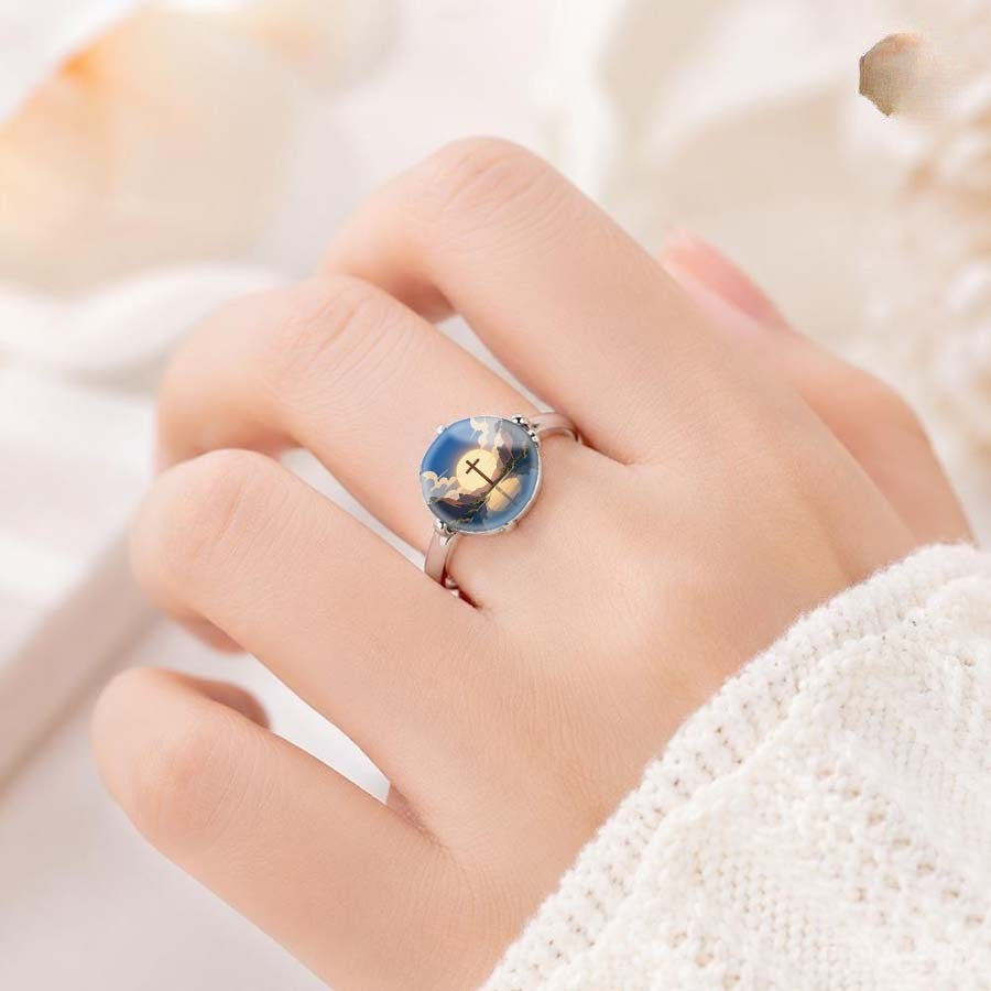 Mountain Cross Scenery Ring