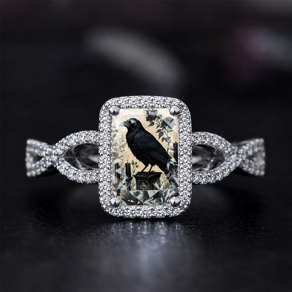 Gothic Raven Square Ring