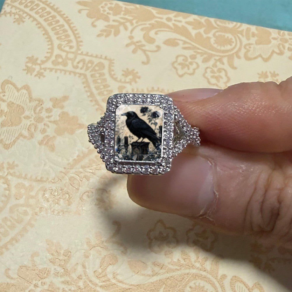 Gothic Raven Square Ring