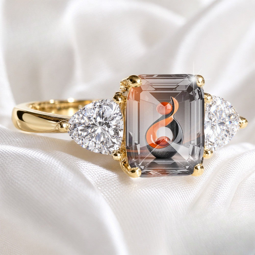Orange Swirl Three Stone Ring