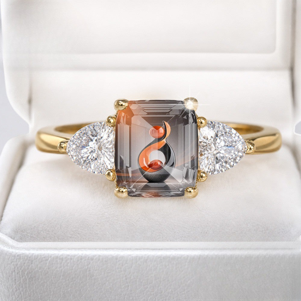 Orange Swirl Three Stone Ring