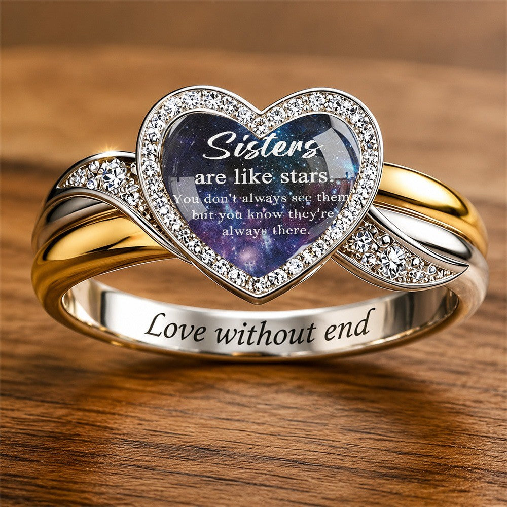 Starry Sky Heart Sister Ring