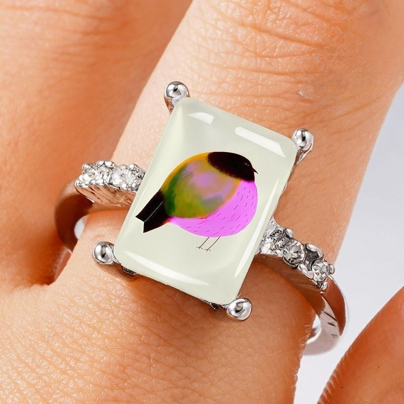 Colorful Bird Rectangle Ring