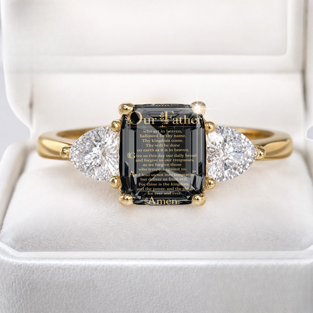 Lord's Prayer Three-Stone Ring