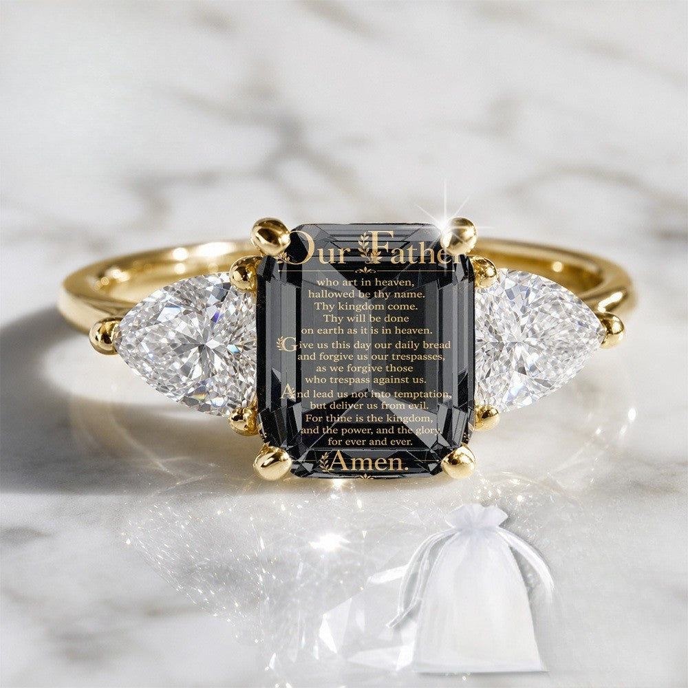 Lord's Prayer Three-Stone Ring