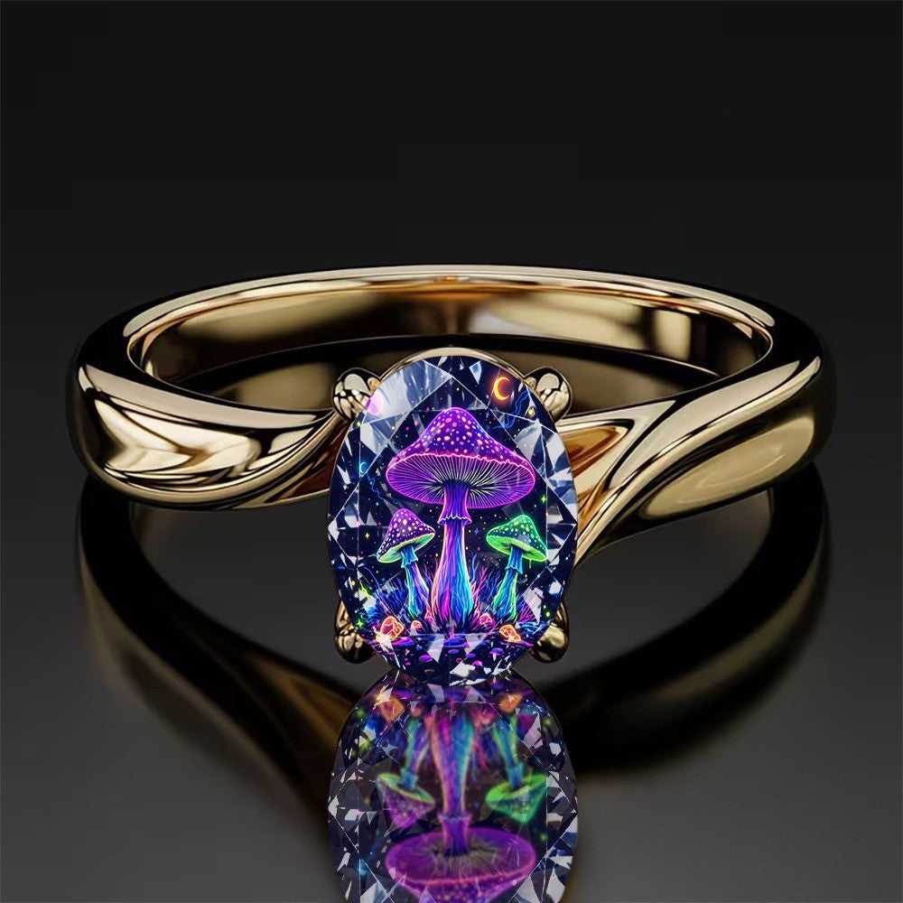 Neon Mushroom Oval Ring