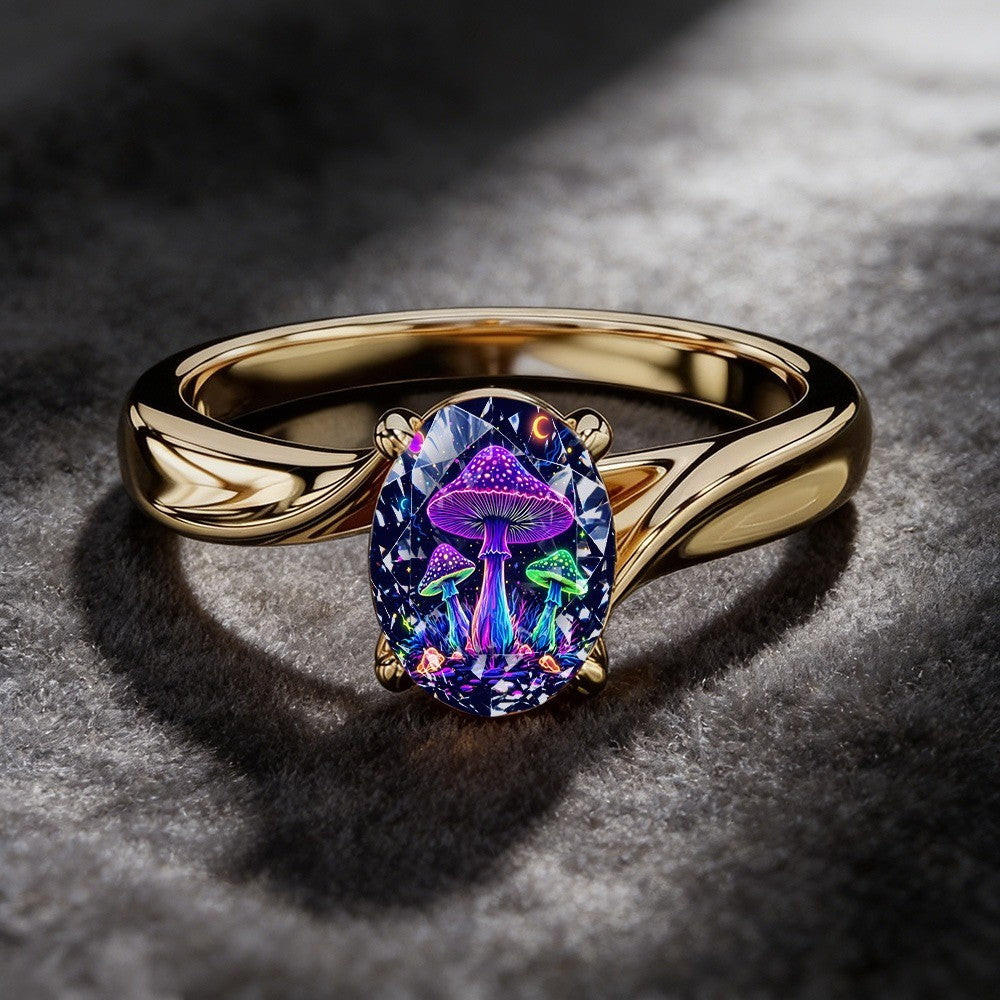 Neon Mushroom Oval Ring