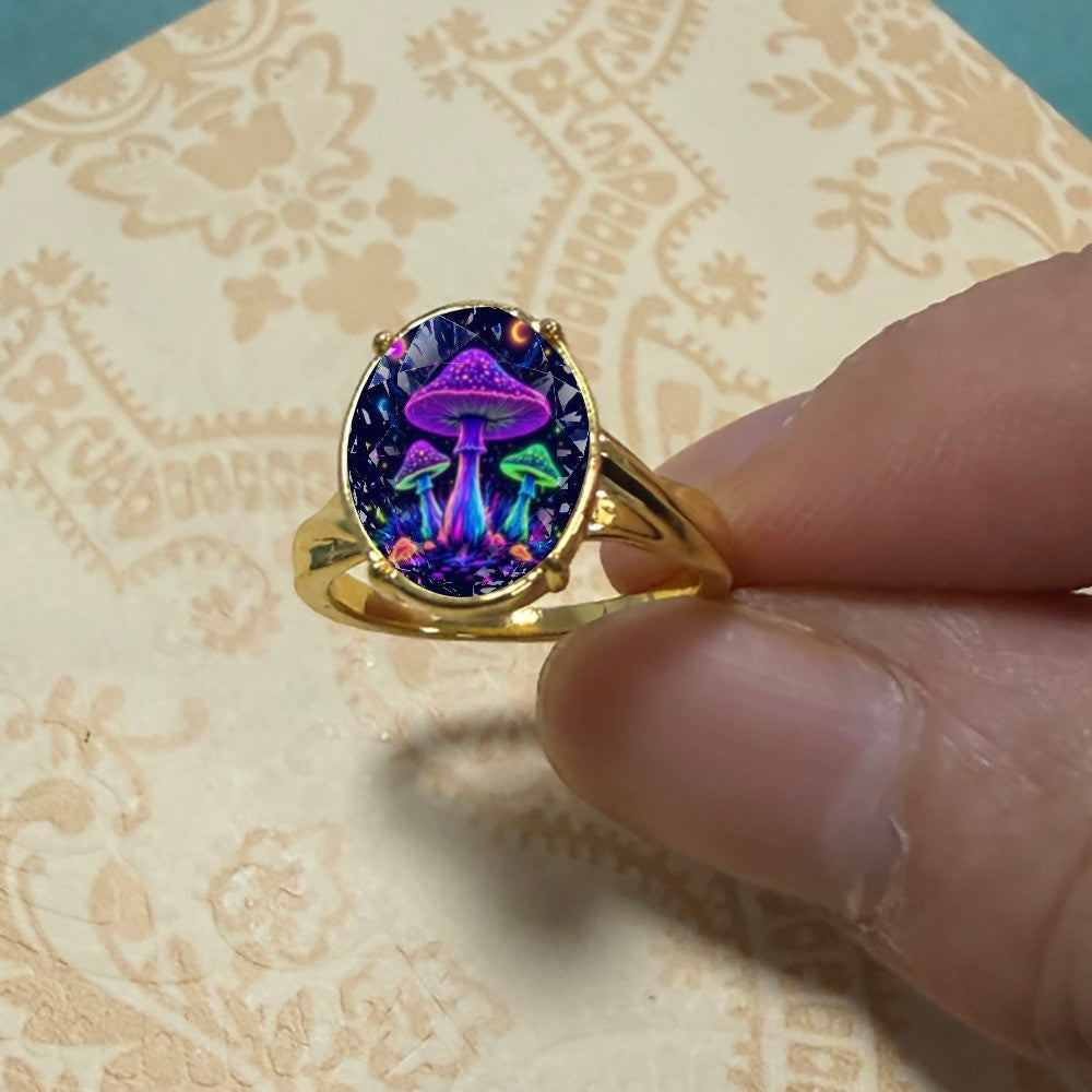 Neon Mushroom Oval Ring