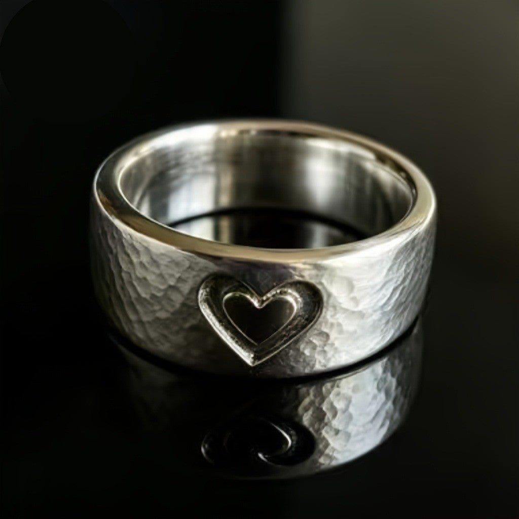 Hammered Heart Band Ring