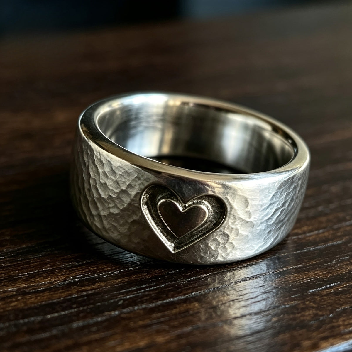 Hammered Heart Band Ring