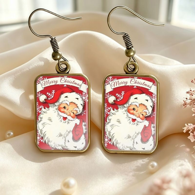 Santa Claus Rectangle Earrings