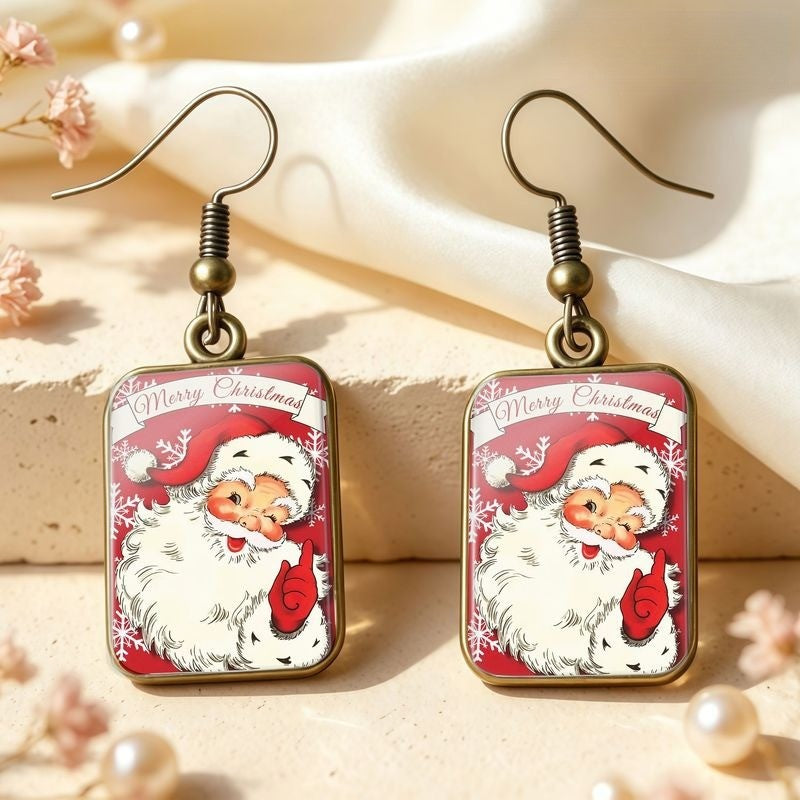Santa Claus Rectangle Earrings