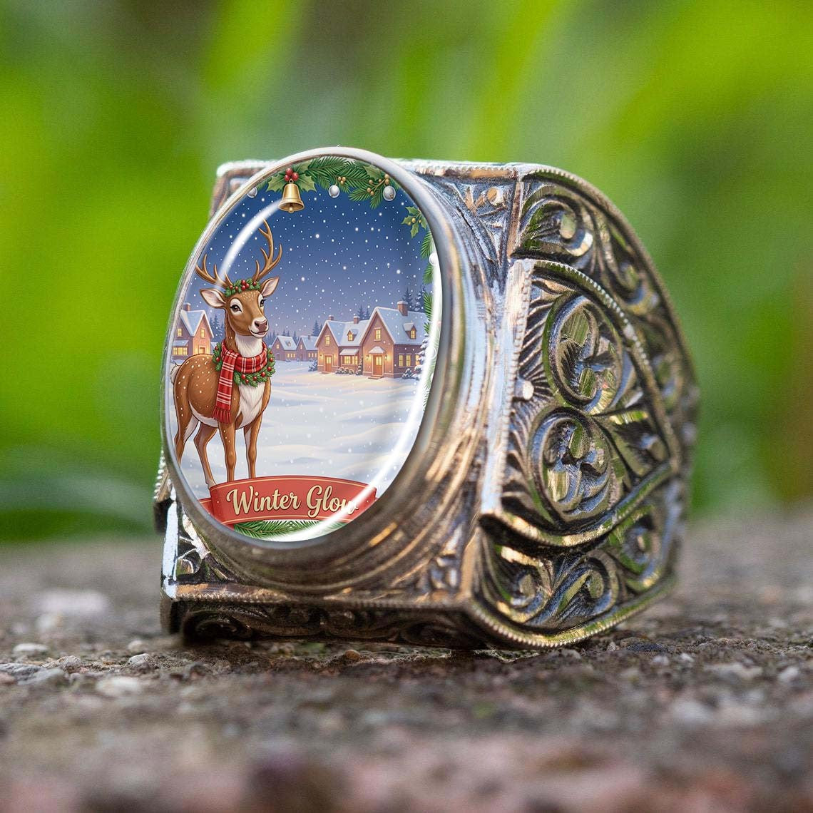 Winter Deer Scene Ring