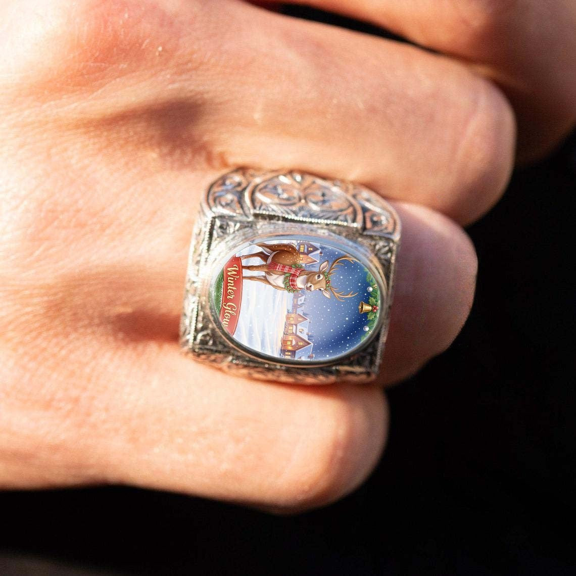 Winter Deer Scene Ring