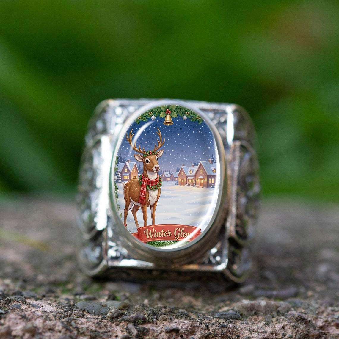 Winter Deer Scene Ring