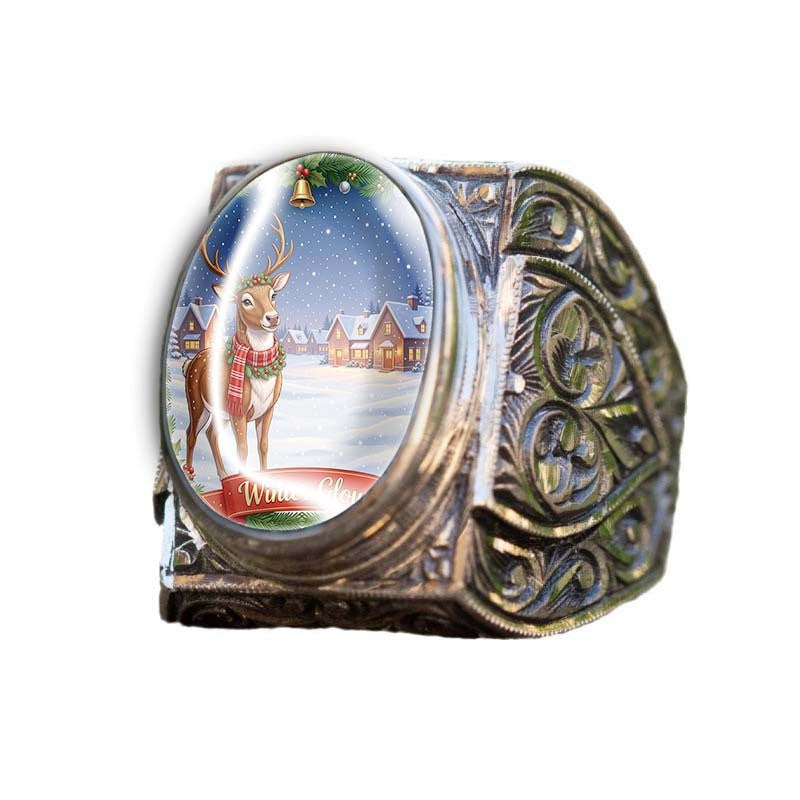 Winter Deer Scene Ring