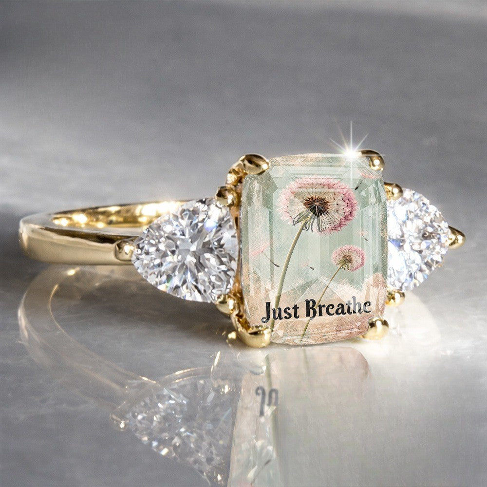 Dandelion Just Breathe Ring