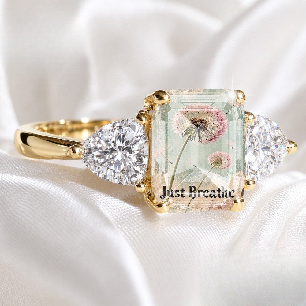Dandelion Just Breathe Ring