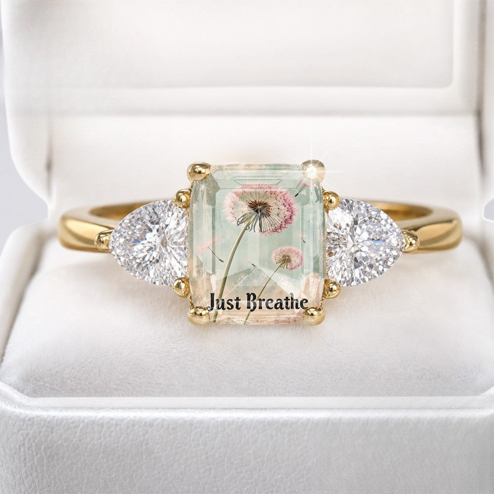 Dandelion Just Breathe Ring