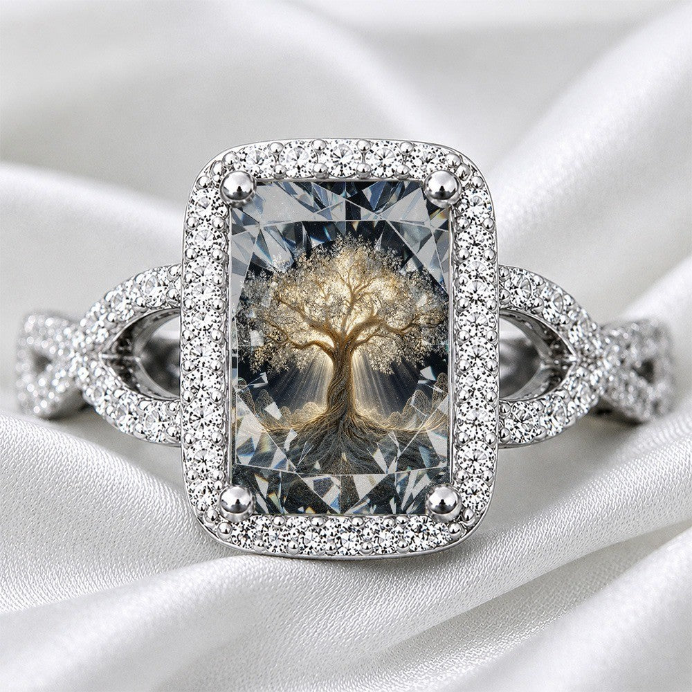 Luminous Tree Square Ring