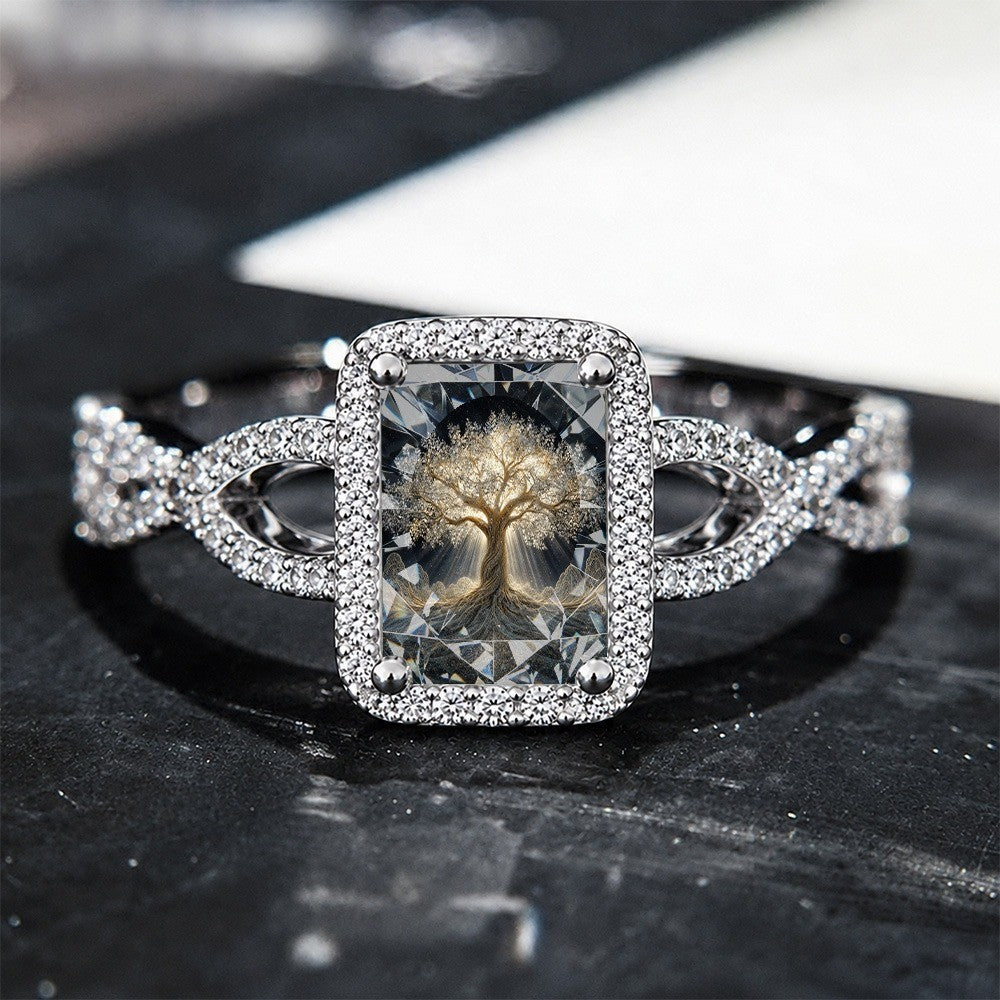Luminous Tree Square Ring