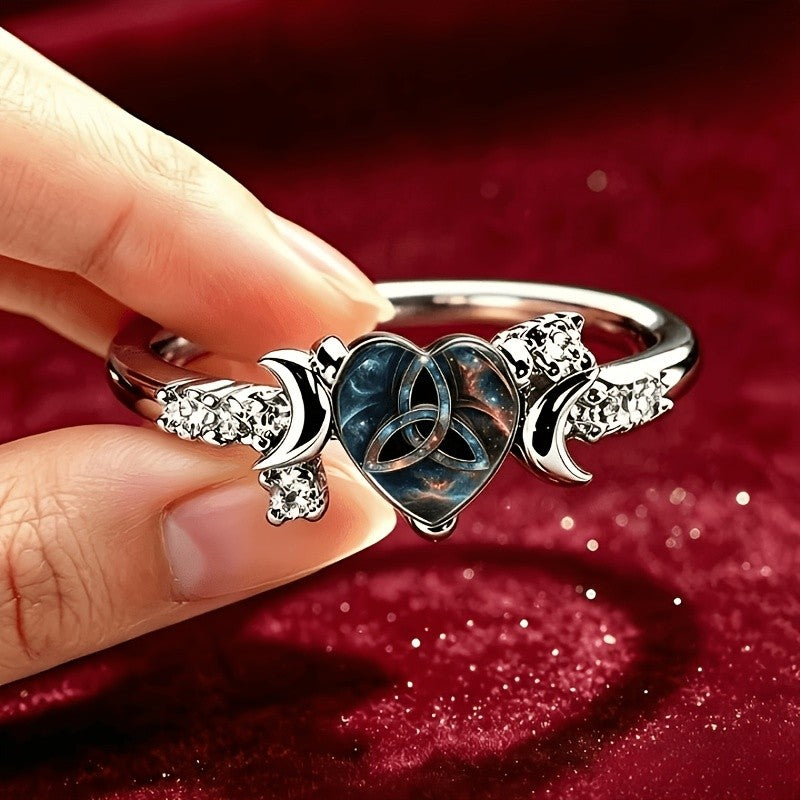 Starry Sky Celtic Heart Ring