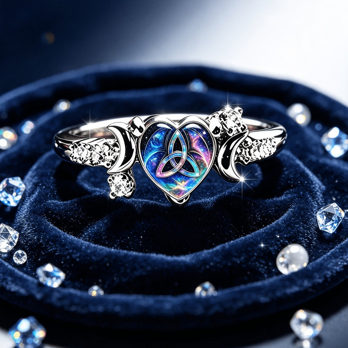 Starry Sky Celtic Heart Ring