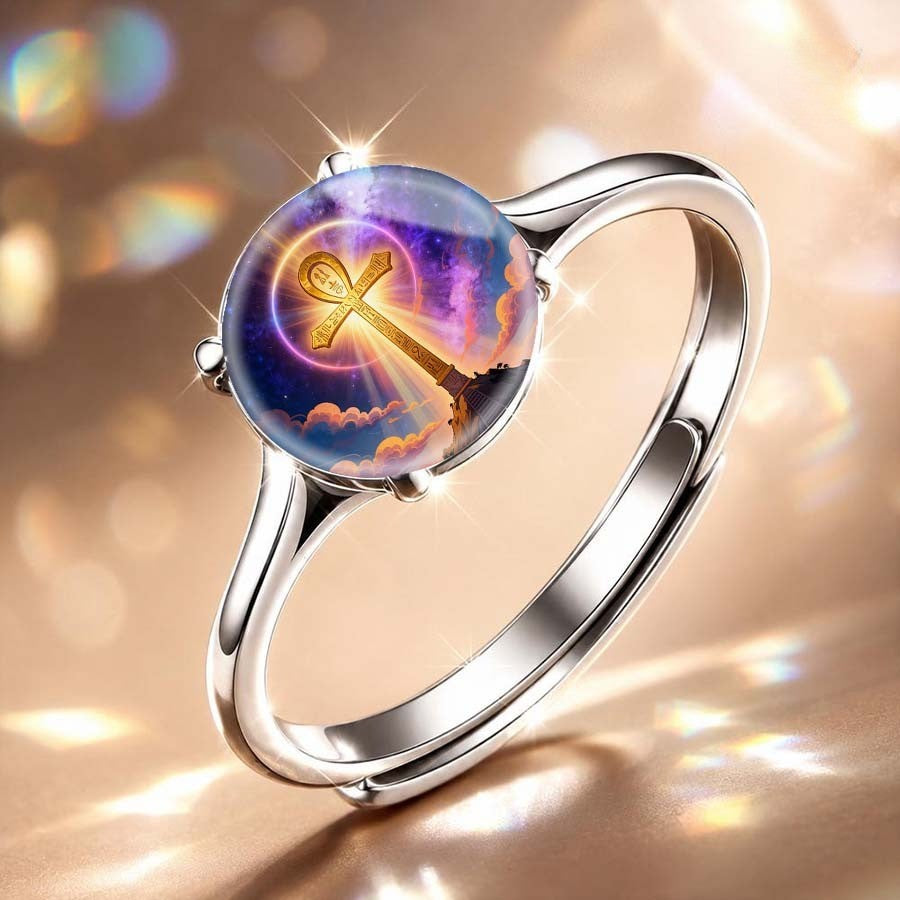 Starry Sky Ankh Ring