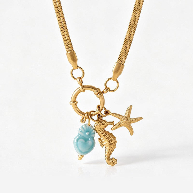 Ocean Charm Snake Chain Necklace