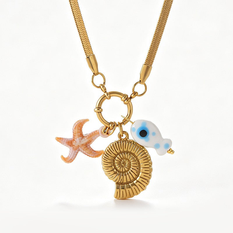 Ocean Charm Snake Chain Necklace