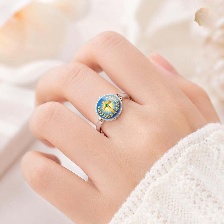 Blue Cross & Laurel Wreath Ring