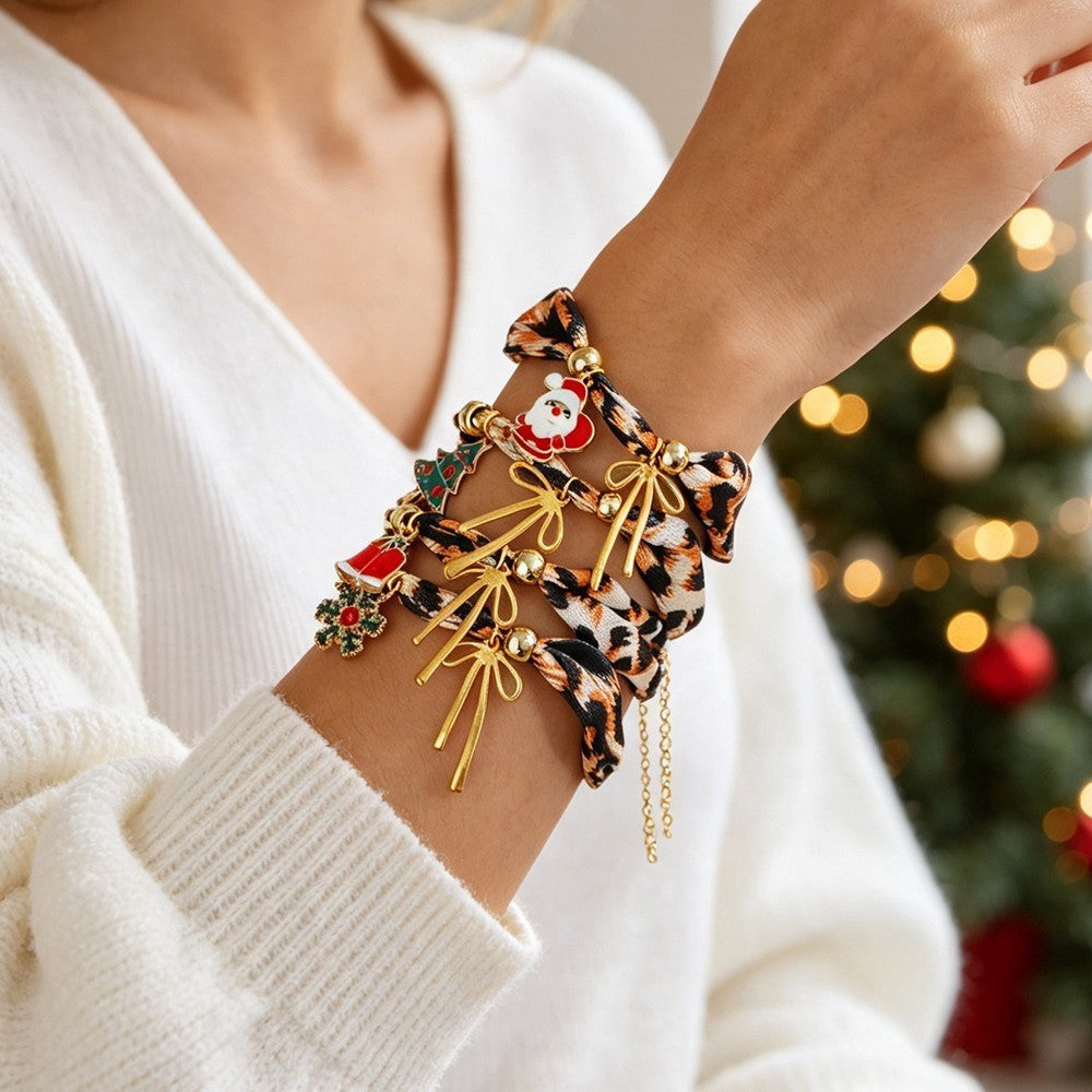 Leopard Ribbon Enamel Charm Bracelet