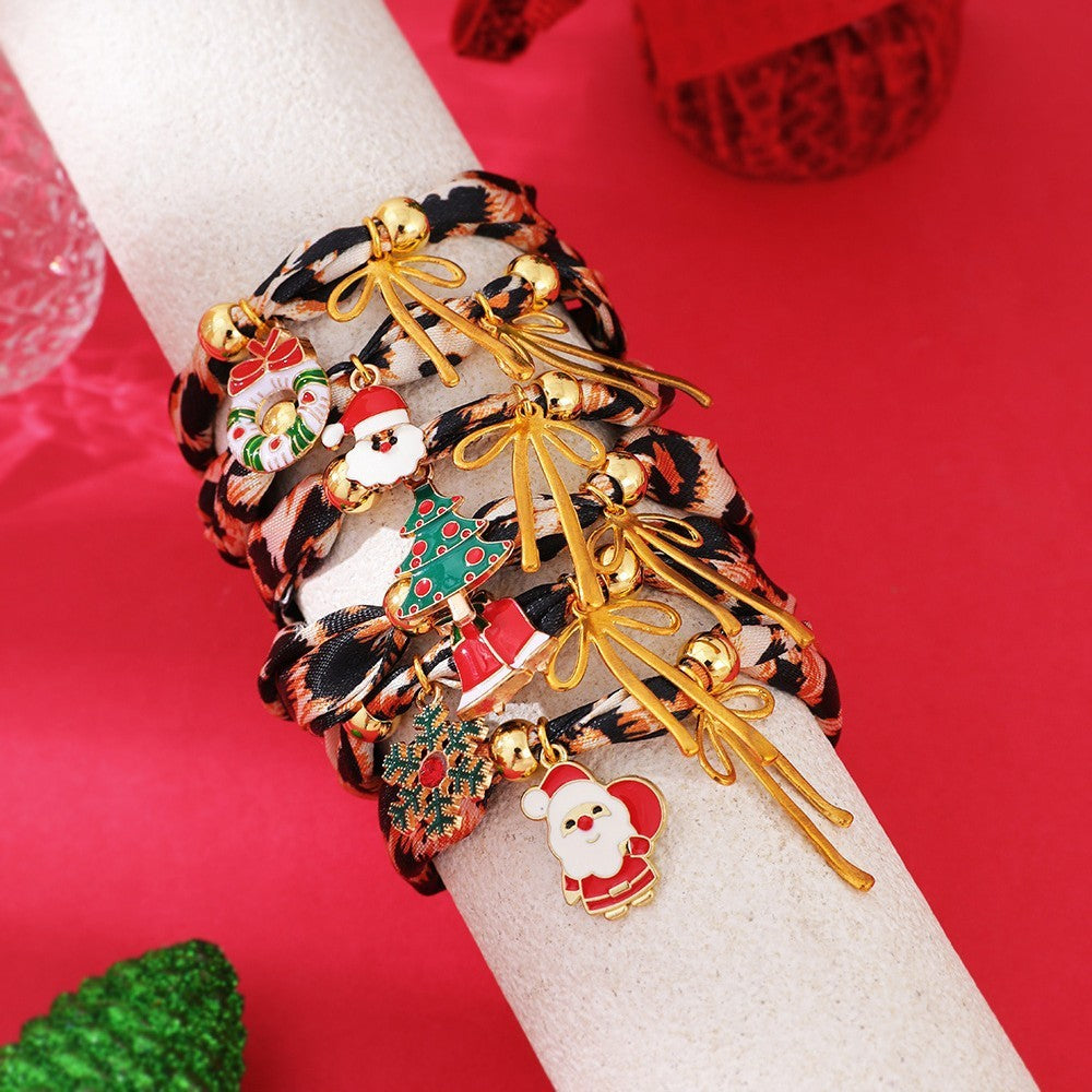 Leopard Ribbon Enamel Charm Bracelet