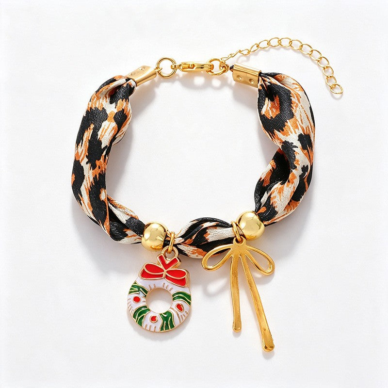 Leopard Ribbon Enamel Charm Bracelet