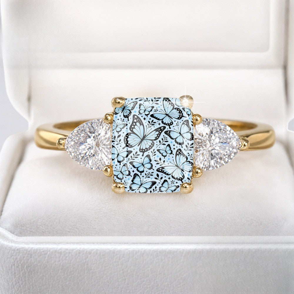 Blue Butterfly Square Ring