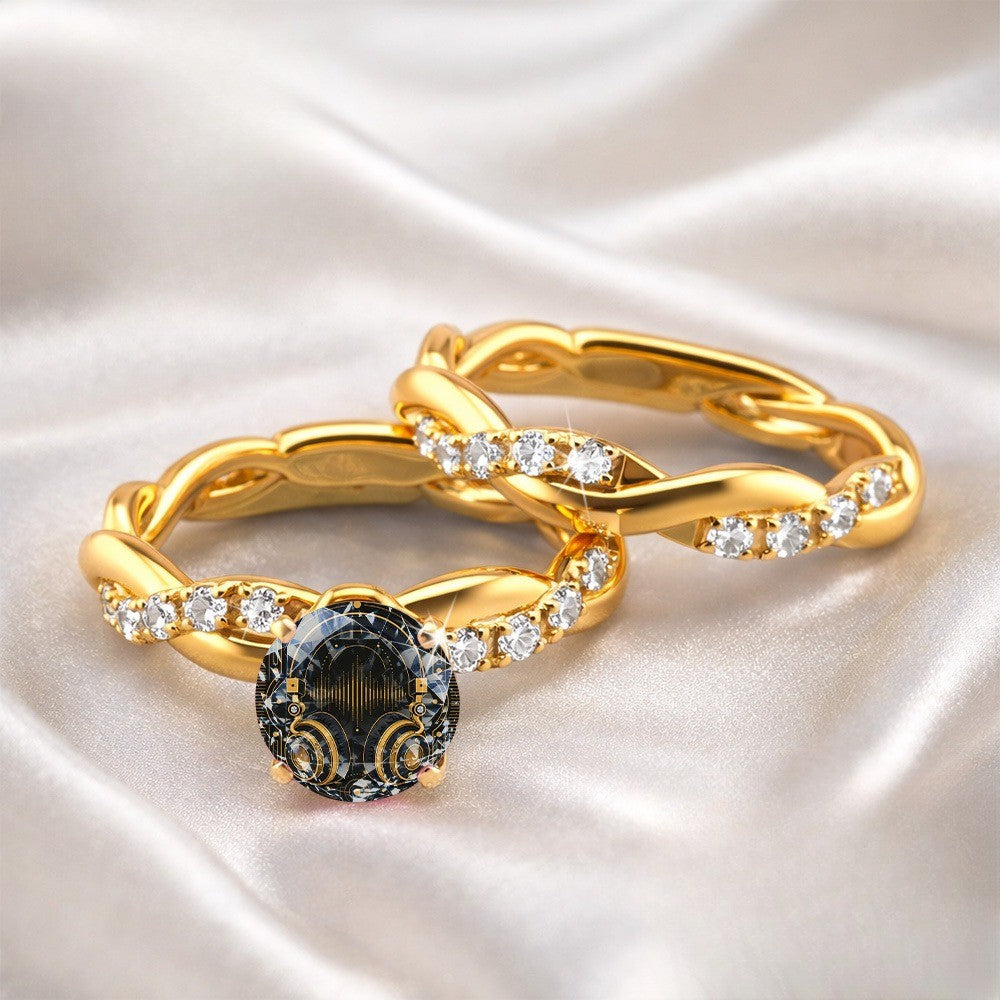 Black Crystal Twisted Ring