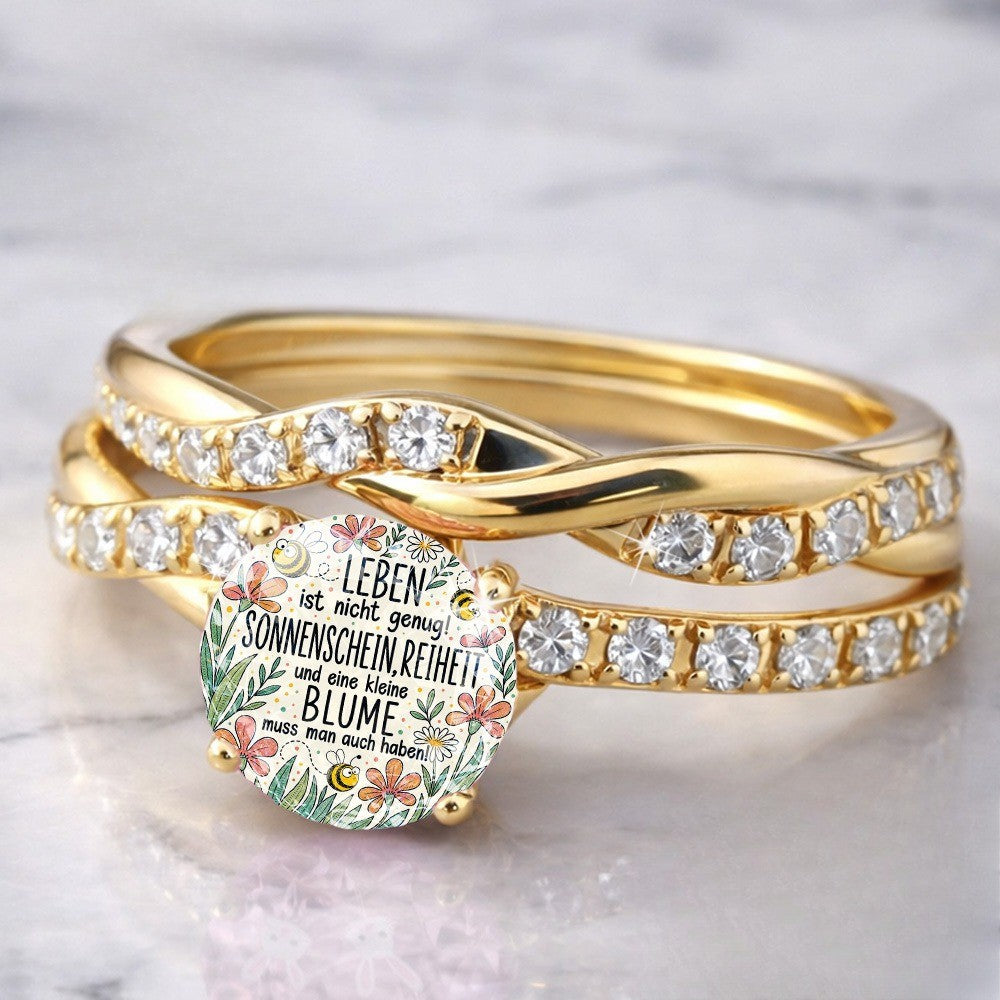Twisted Floral & Bee Quote Ring