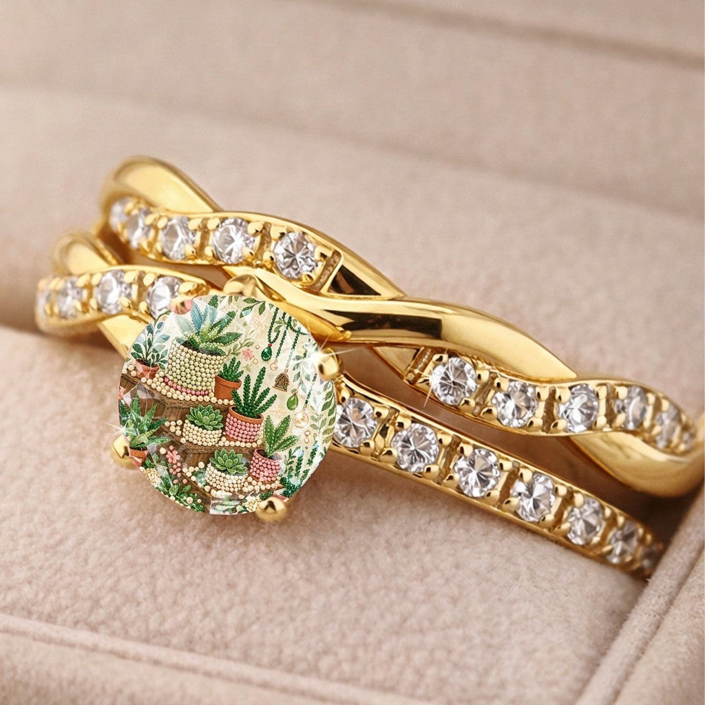 Potted Plant Crystal Ring