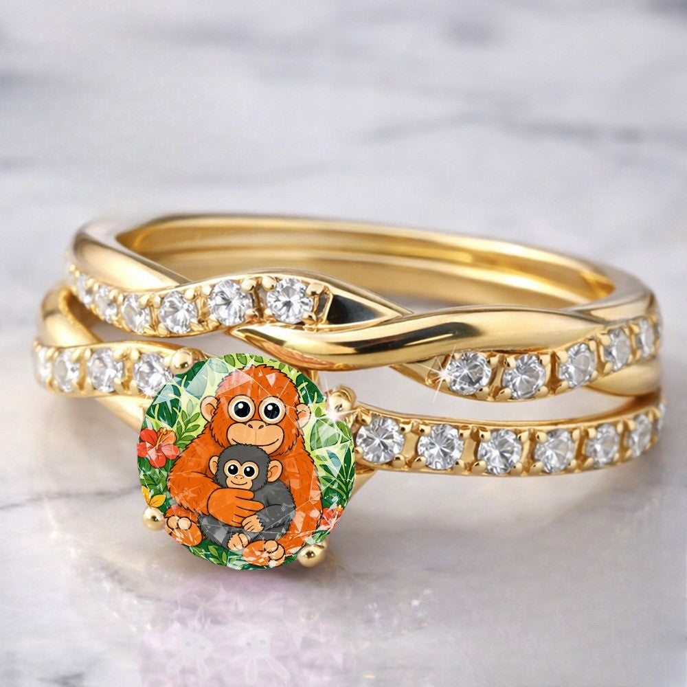 Monkey Mother & Baby Statement Ring