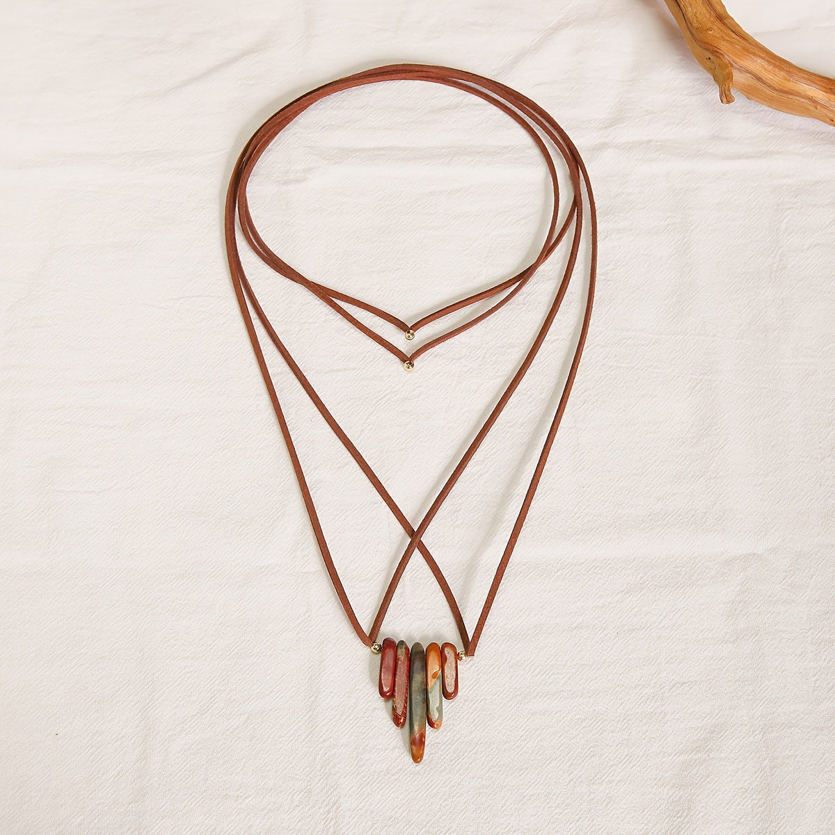 Multicolor Stone Tusk Necklace