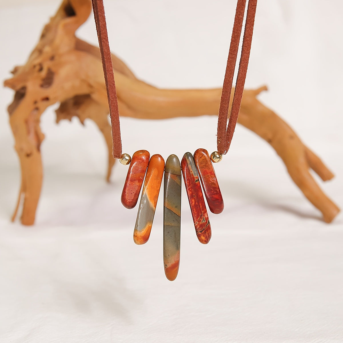 Multicolor Stone Tusk Necklace