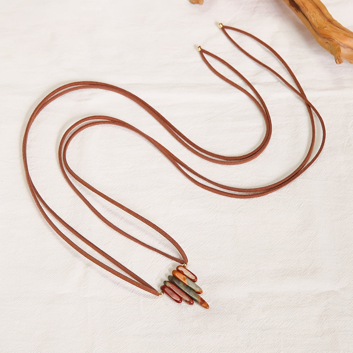 Multicolor Stone Tusk Necklace