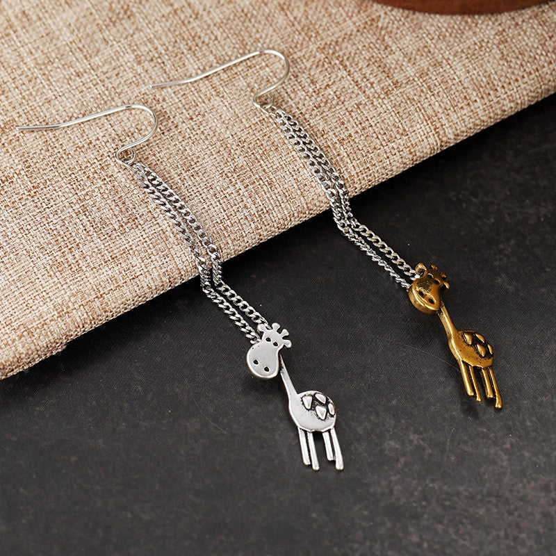 Asymmetrical Giraffe Drop Earrings