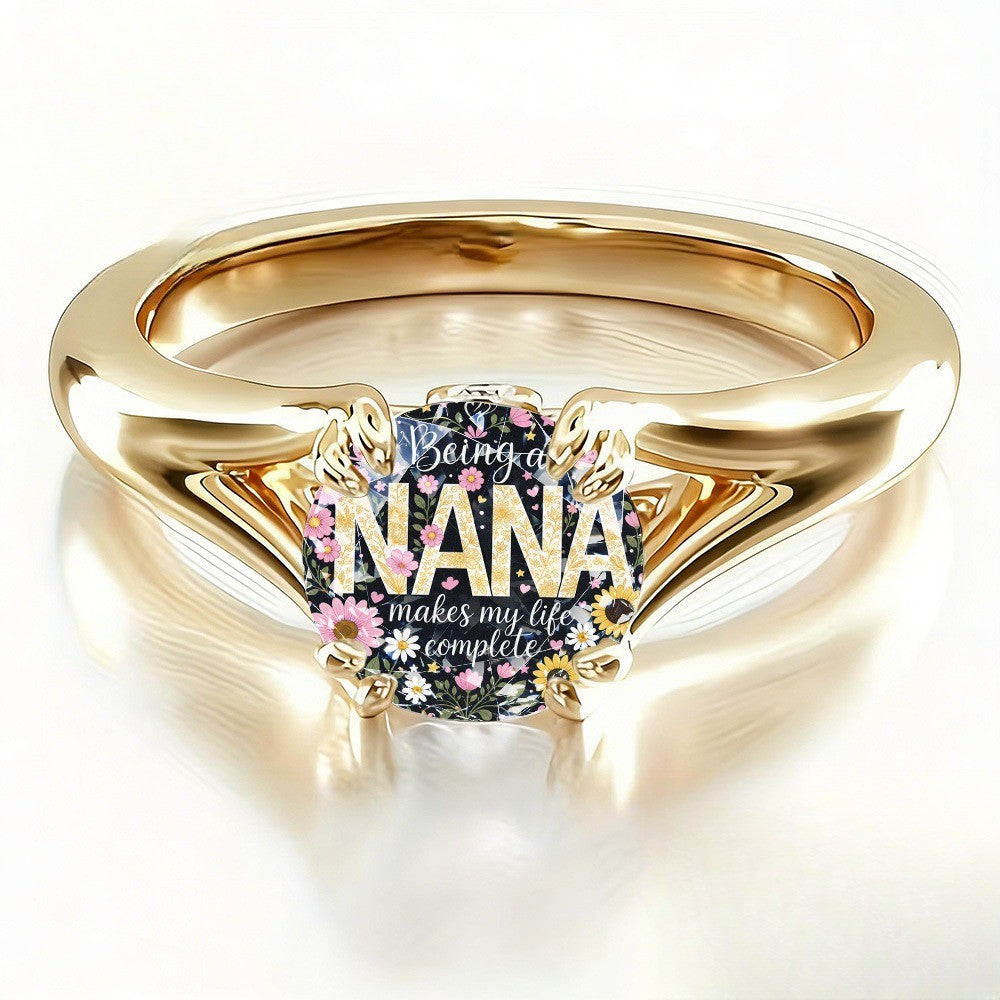 Floral Nana Square Ring